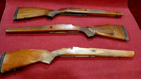 Se venden 6 culatas para rifle Santa Barbara Coruña en acción corta.
2 nuevas de nogal "en blanco" 01
