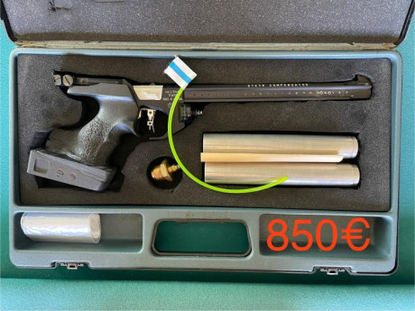 Vendo pistola Steyr LP1 diestro, cacha polimero talla M, en perfecto estado, con sus dos botellas y adaptador, 02
