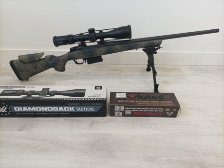 Rifle con 80 disparos en campo de tiro
Visor VORTEX  Diamondback 6-24x50 EBR-2C MRAD
Anillas warne maxima 00