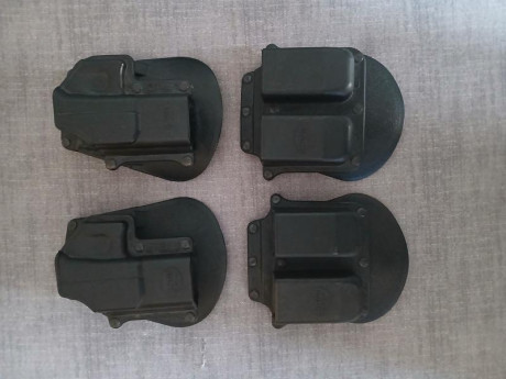 Vendo 2 fundas Fobus para Glock 19 o 26 zurdo y 2 portacargadores dobles para Glock 26, 19, 17 y otros. 00