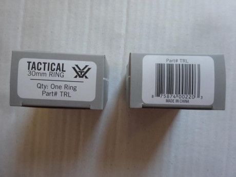 Se vende juego de anillas VORTEX Tactical, de 30mm, LOW RING (21 mm desde la base al centro).

No han 01