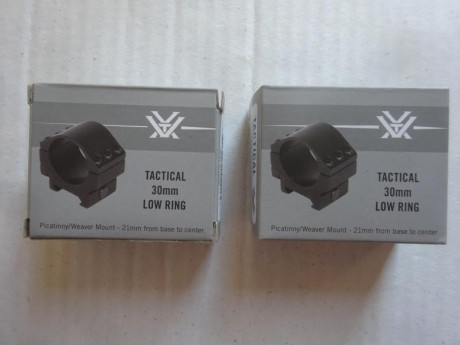 Se vende juego de anillas VORTEX Tactical, de 30mm, LOW RING (21 mm desde la base al centro).

No han 00