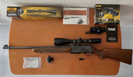 Vendo rifle Browning MK2, cal 3006, visor Bushnell trophy XLT 3-12x56 con reticula iluminada punto rojo, 00