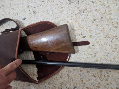 Preciosa escopeta monotiro, calibre 24, marca Norica. Cañon de 71 cms de longitud, con 112 cms de longitud 20