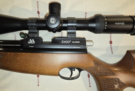 Vendo carabina AIR ARMS S400 CLASSIC calibre 4.5 16J
INCLUYE:
VISOR HAWKE AIRMAX 8-32x50
Bolsa de transporte
No 10