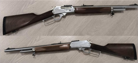 Un amigo me pide anuncie este rifle con 46 cm de cañón y en acero inoxidable y madera de nogal, 1900€ 00