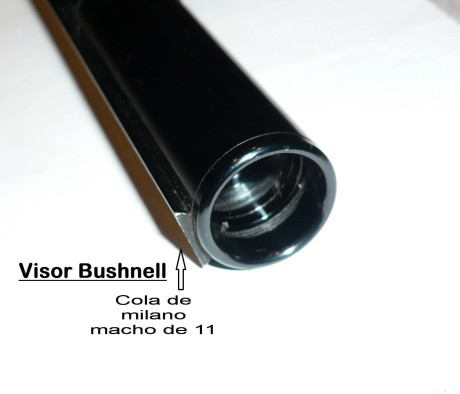Hola.
Tengo una carabina con raíl de 11 mm de cola de milano y me han regalado una mira Bushnell que también 50