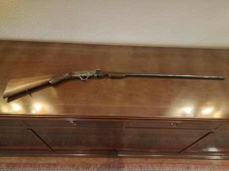 Vendo escopeta monotiro MAB modelo INDIAN, calibre 28.

Cañón plegable con cierre superior. Seguro automático 02