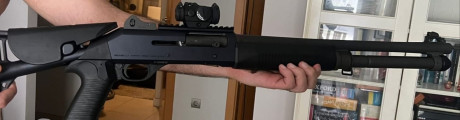 VENDO: 
Escopeta BENELLI M-4 SUPER 90
Mira de punto rojo MICRO TM H-2, 6 MOA.
La escopeta esta sin uso. 00