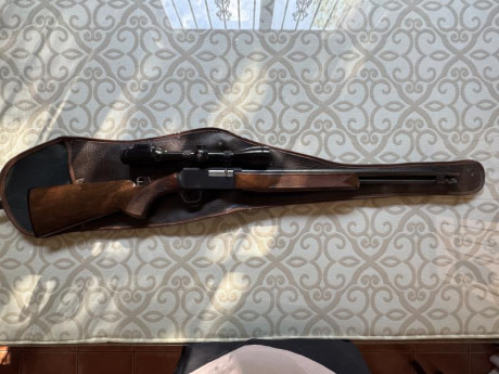 Por jubilación vendo esta carabina Browning semitautomática del calibre 22 . Incluye el visor Bushnell 01