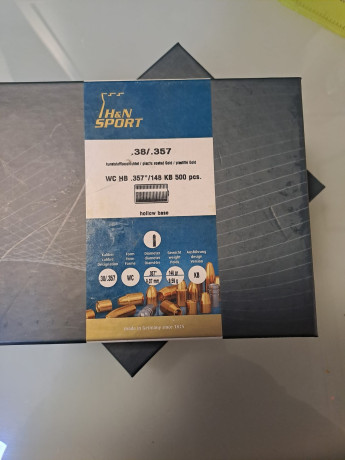 Vendo caja de puntas H&N  para 38/357 WC HB .357" y 148 grs caja de 500 pcs ,sin abrir con precintos 01