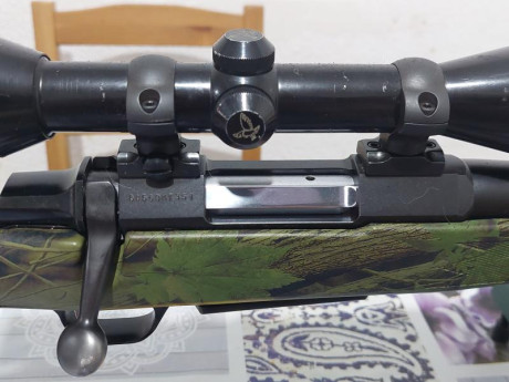 Vendo rifle Browning A-Bolt culata mimetizada de material sintético, recamarado para el cartucho 243 WSSM 01