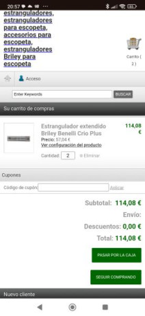 Hola:
Esta semana hice una compra de este choque para el sistema crío de Benelli y posteriormente me lo 120