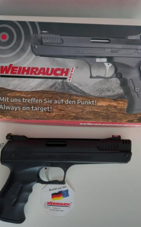 Pistola weihrauch de aire precomprimido modelo hw40 calibre 4.5 mm , solo estrenada con su manual y embalaje 01