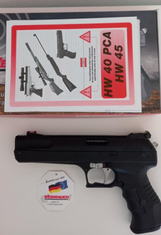 Pistola weihrauch de aire precomprimido modelo hw40 calibre 4.5 mm , solo estrenada con su manual y embalaje 00