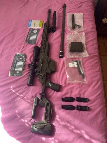 Hola 
Se vende rifle steyr ssg m1 de 308 y 338LM con su cañón y cierre y cargador...de cada calibre.
Estado 00