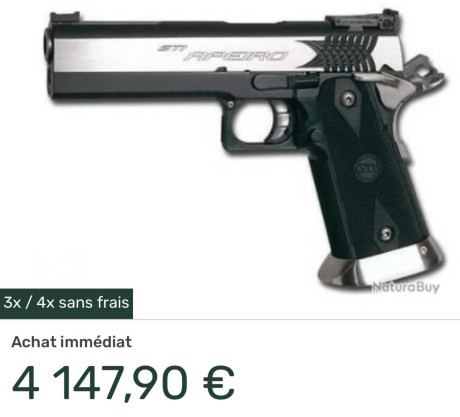 Se ofrece una magnífica pistola STI APEIRO cal. 40SW cañón  pesado de 5” 

 RETIRADA DE LA VENTA.   80