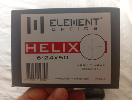 Pongo a la venta un conjunto formado por visor Hellix 6-24x50 SFP (segundo plano focal), anillas para 00