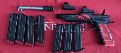 Tanfoglio Open 9mm y 38SA
Se vende Tanfoglio Domina Xtreme 38SA con cañon 9mm y freno de boca.

Full xtreme:
- 00