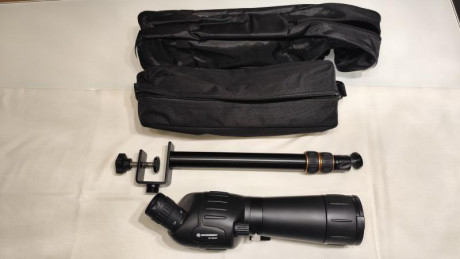 Vendo telescopio marca Bresser 20-60x60 con soporte para fijarlo a la mesa de tiro.
Cada uno tienen su 01