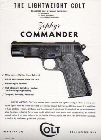 EN VENTA COLT COMBAT COMMANDER CALIBRE 9mm Parabellum. 
CAÑÓN DE 4.25”.
ACABADO PAVÓN. CARRO DE ACERO 20