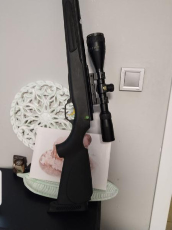 Modificada,buscando maxima presicion,cañon, enfundado en fibra de carbono y culata recortados,guias de 00