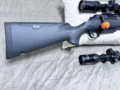 Rectilíneo Mauser M25 calibre 308w cañón con rosca, base Innomount de carril picatinny y visor Leica Fortis 02