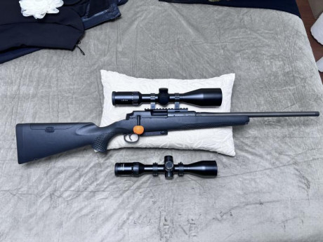 Rectilíneo Mauser M25 calibre 308w cañón con rosca, base Innomount de carril picatinny y visor Leica Fortis 00