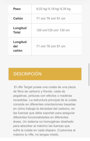 Se vende Victrix Carbono 308win. poco usado, como mucho 150 disparos, la etapa de prueba de municion y 12