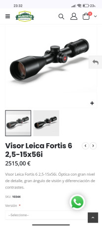 Visor Leica fortis de 2,515x56, tubo de 30 y retícula 4a iluminada, visor polivalente, válido para monterías 10