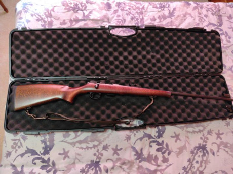 Se vende Carabina CZ 457 Training.
Calibre 22lr.
Con culata de madera de haya lacada. 
Correa y difusor 01