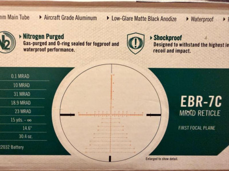 Buenas tardes,

pongo a la venta este fantástico visor VORTEX STRIKE EAGLE 5x25x56 FFP, solo usado en 01