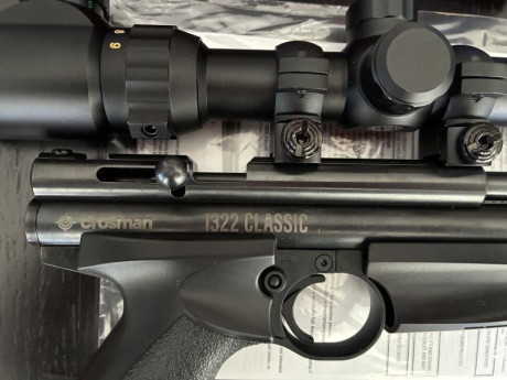 Pongo a la venta està Crosman 1322 con extras y sin ningún uso.
-Brech metálico
-Culatín original Crosman
Todo 11