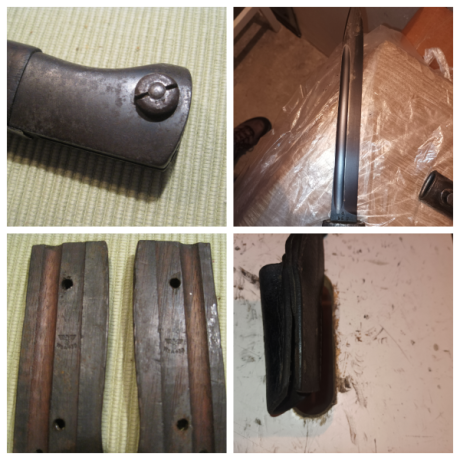 Bayoneta K98 del año 36, con sus números coincidentes 894 P y S/244, marcajes de la época, con mango de 00