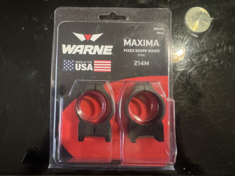 Se venden anillas warne máxima 30mm modelo 214 solo puestas y quitadas ya que el visor me venía con otras 00