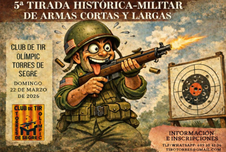 El domingo 22 de marzo celebraremos en el campo de tiro de Torres de Segre la quinta tirada con armas 02