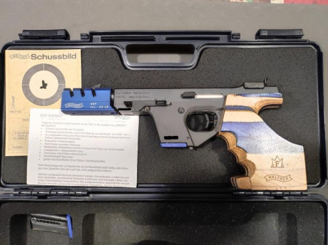 Buenas tardes, vendo Walther GSP EXPERT calibre .22 
en buen estado 
con un disparador excelente
con dos 02