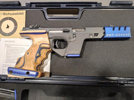 Buenas tardes, vendo Walther GSP EXPERT calibre .22 
en buen estado 
con un disparador excelente
con dos 00
