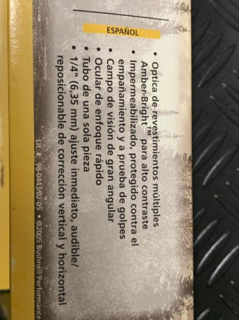 Vendo visor Bushnell 4-12x40
Retícula Multi x (fina en el centro)
Impermeable
Tubo de 1” (25,4 mm.

Precio 11