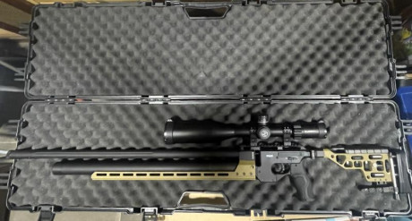 Carabina Katran NX HP Olive calibre 5,5 con visor Element titán 5-25x56 FFP y anillas, ademas tiene los 00