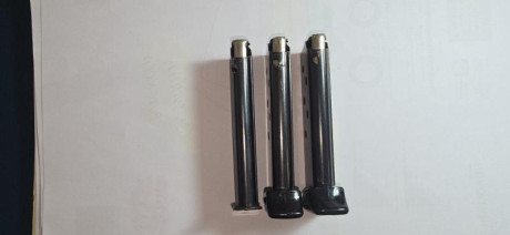 Vendo 3 cargadores 
No se para que arma   10€ cada uno + porte( es posible pp)
Compro cargador luger.campogiro.ppk 10