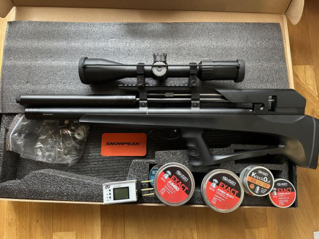 Se vende por no utilizar y muy poco uso, kit completo de PCP,
Snowpeak Arcea Ónix P35 en calibre 5,5, 01
