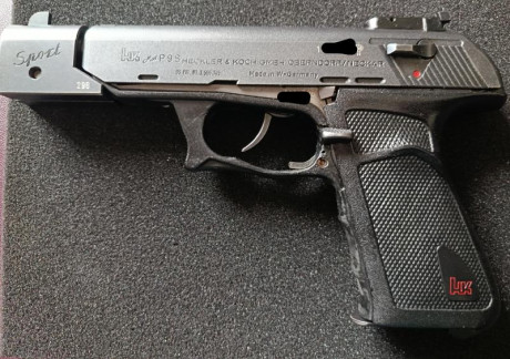 HK p9s Sport, calibre 9 mm, estado muy bueno, alojamiento del amortiguador nuevo, tiene solo una tirada 01