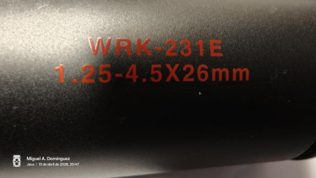 Visor Winchester WRK-231E, con retícula iluminada.

Visor Winchester con zoom de 1.25 a 4 aumentos, en 01