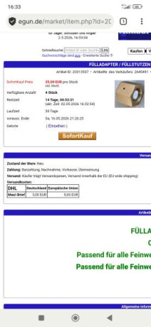 COMPRO   Adaptador de CO2  para  Feinwerkbau C20..... 50