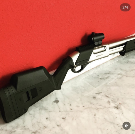 Por no usar, vendo Rem. 870 Marine Magnum customizada Magpul. 
Punto de mira Fibra/tritio Meprolight
Porta 01