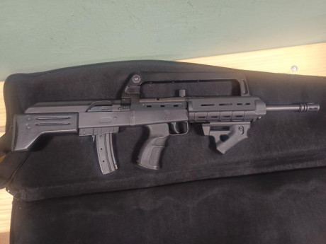 Hola, se vende Carabina marca adler, Famas, calibre 22, un auténtico juguete, customizada, se incluyen 02