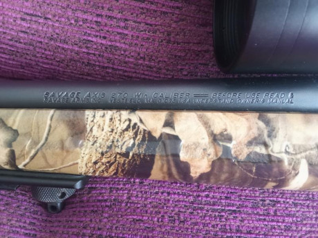 Vendo rifle Savaje modeló Axis, de zurdo,calibre 270W. En perfecto estado. Tira de miedo. Sin visor.
Se 11