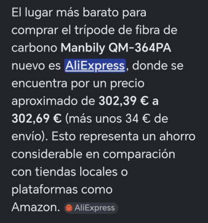 Pongo a la venta este fantástico trípode de la marca Manbily, el modelo QM-364 PA. Sin uso alguno, solo 30