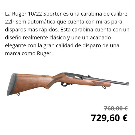 *SE VENDE:* 

 *Carabina RUGER 10/22 modelo SPORTER + visor TASCO World Class 4-12x40* 

1 Cargador de 20